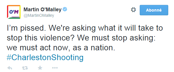 Traduction: Je suis furieux. Nous nous demandons ce qu'il faut faire pour stopper cette violence? Nous devons arrêter de nous demander: nous devons agir maintenant, en tant que nation.