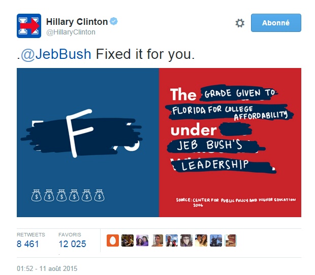 Traduction: J'ai arrangé cela pour vous. F. Le grade donné à la Floride pour l'accessibilité au collège sous le leadership de Jeb Bush.