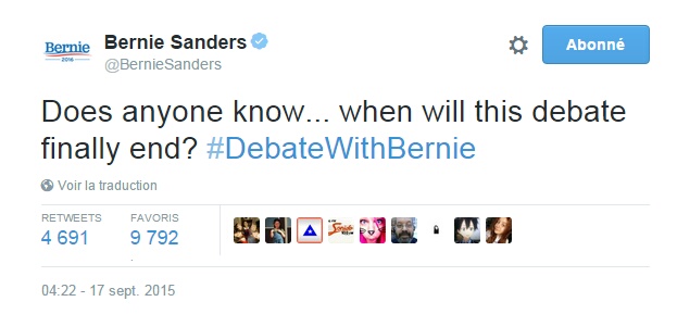 Traduction: Est-ce que quelqu'un sait... quand ce débat va enfin se terminer?