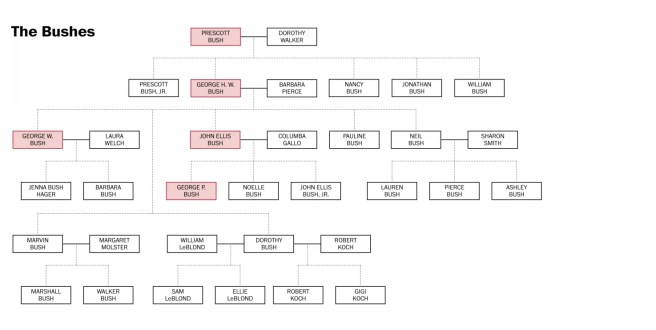 Arbre généalogique de la famille Bush (Source: Washington Post)