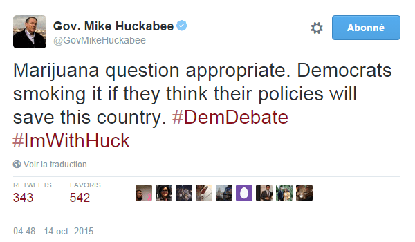 Traduction: La question de la marijuana est appropriée. Les Démocrates en fument s'ils pensent que leurs mesures politiques sauveront le pays.