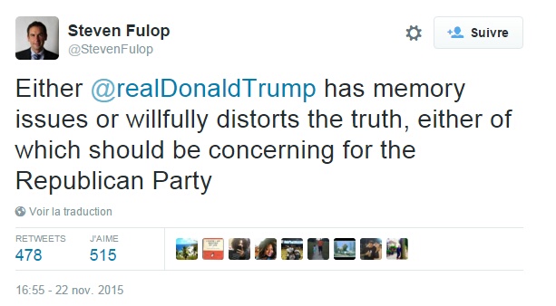 Traduction: Soit Donald Trump a des troubles de la mémoire soit il déforme délibérément la réalité, l'un ou l'autre devrait être inquiétant pour le Parti Républicain 