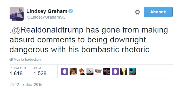 Traduction: Donald Trump est passé de faire des remarques absurdes au fait d'être carrément dangereux avec sa rhétorique grandiloquente.