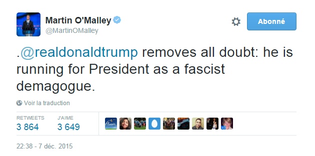 Traduction: Donald Trump lève le doute : il est candidat à la présidence en tant que démagogue fasciste.