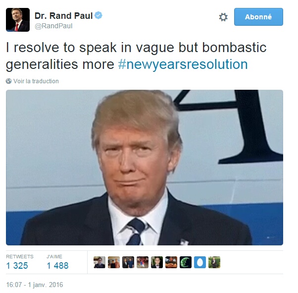 Traduction: Je décide de parler davantage en généralités vagues mais grandiloquentes