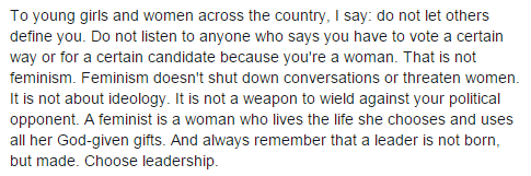 Extrait du communiqué de Carly Fiorina, Facebook