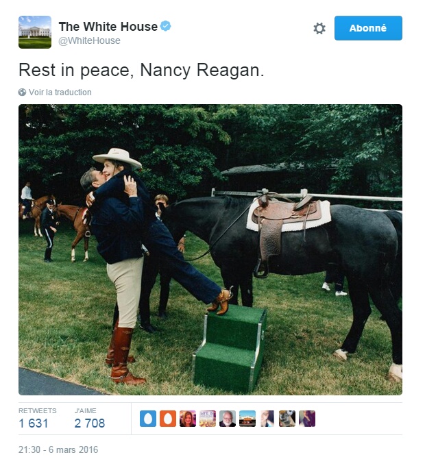 Traduction: Repose en paix, Nancy Reagan.