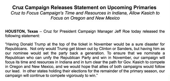 Le communiqué de la campagne de Ted Cruz