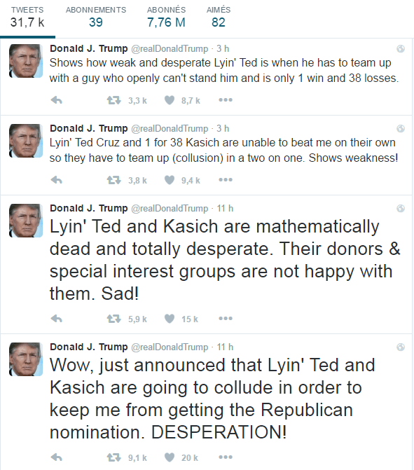 La série de tweets de Donald Trump