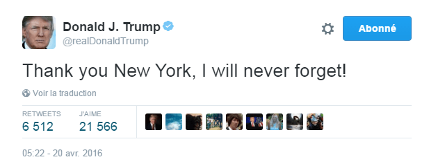 Traduction: Merci New York, je n'oublierai jamais!