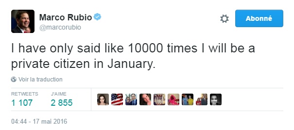 Traduction: J'ai seulement dit environ 10000 fois que je serai un simple citoyen en janvier.