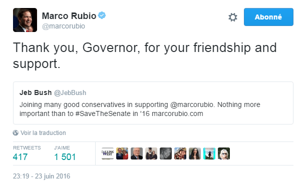 Traduction: Merci, Gouverneur, pour votre amitié et soutien.