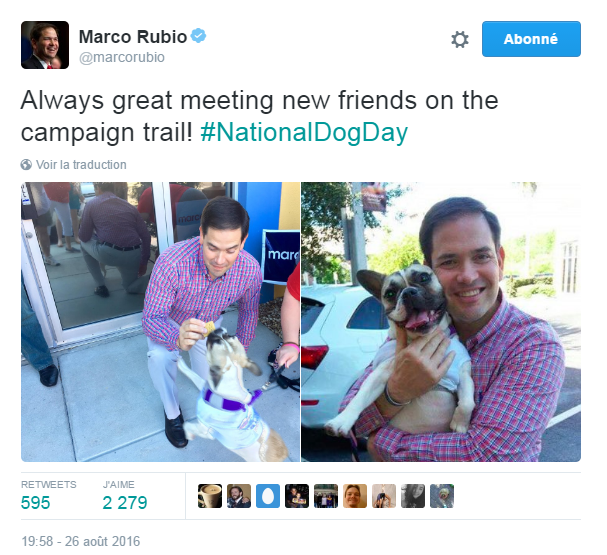 Traduction: Toujours agréable de se faire de nouveaux amis pendant la campagne!