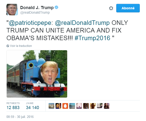 Traduction: SEUL TRUMP PEUT UNIR L'AMÉRIQUE ET RÉPARER LES ERREURS D'OBAMA!!!