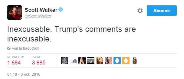 Traduction: Inexcusable. Les commentaires de Trump sont inexcusables.