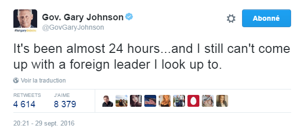 Traduction: Cela fait presque 24 heures... et je n'arrive toujours pas à trouver un leader étranger que j'admire.