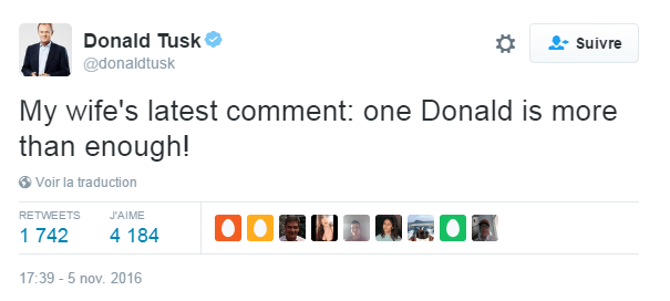 Traduction: Le dernier commentaire de ma femme: un Donald est plus que suffisant!