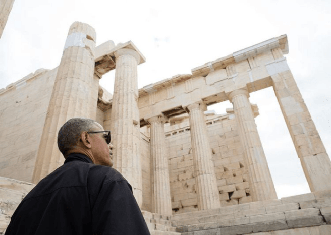 Barack Obama au Parthénon, Athènes (Crédit: Pete Souza)