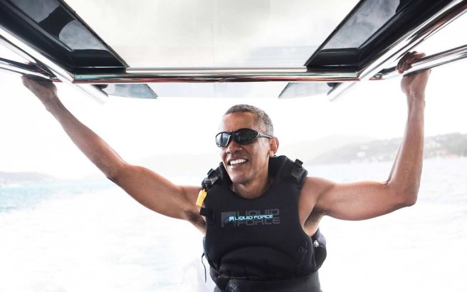 Former President Barack Obama Goes Kitesurfing In The Caribbean
